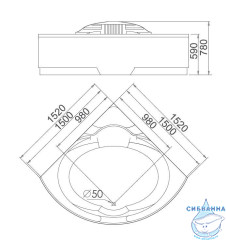 Акриловая ванна Gemy G9082 K 152х152 с гидромассажем