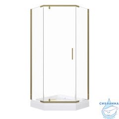 Душевое ограждение Тритон Дека 100x100 профиль золото, стекло прозрачное Щ0000073924 (с поддоном)