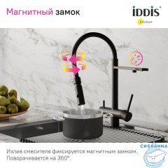 Смеситель для кухни с фильтром и гибким изливом, черный матовый, Ace, IDDIS, ACEBLFFi05