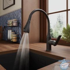 Смеситель для кухни с гибким изливом, черный матовый, Poli, Milardo, POLBL0FM05