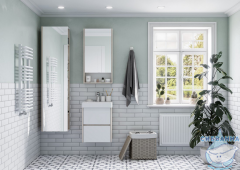 Тумба Акватон Сканди 45 белый/дуб верона, с раковиной Адриана 45