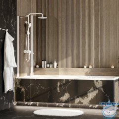 Шторка для ванны Wasserkraft Leine 35P02-110W 110x140 профиль белый, стекло прозрачное