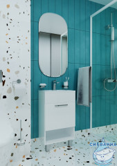 Тумба напольная 1Marka July 50Н с раковиной July 50 белый глянец