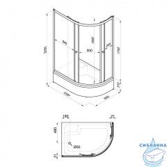 Душевое ограждение Тритон Коралл В L 120x80 профиль белый, стекло лайт Щ0000068951 (с поддоном)