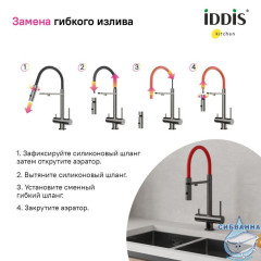 Сменный гибкий шланг для смесителя, силикон, цвет белый, Kitchen Line, IDDIS, FSPWH00i59