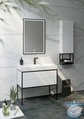 Тумба Aqwella Clarberg Logic 90 R с раковиной Toledo 90 белый глянцевый