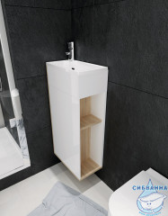 Тумба подвесная 1Marka Laura 40П с раковиной Laura 40 дуб сонома L