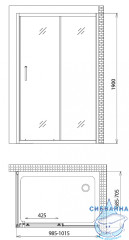 Душевое ограждение Gemy Victoria 100x70 профиль хром, стекло матовое S30191HM-A70M (без поддона)
