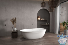 Ванна из искусственного камня ABBER Stein 170x85 AS9631 белая матовая