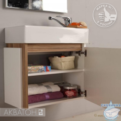 Тумба Акватон Эклипс 46М L эбони светлый с раковиной Gural 46