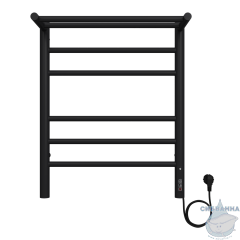 Полотенцесушитель электрический Terminus Аврора П6 45х60 с полкой (черный матовый) (с возможностью скрытого подключения)