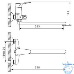 Смеситель для ванны Gappo G2236 с аксессуарами (хром)