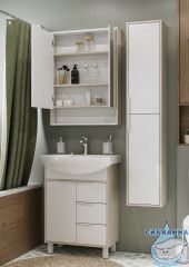 Шкаф-зеркало Акватон Рико 65, белый/ясень фабрик