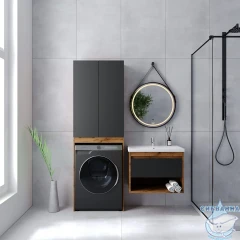 Тумба Viant Бостон 50П с раковиной Como 50 дуб вотан/графит