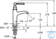 Смеситель для раковины Jacob Delafon Cleo E24308-CP (без донного клапана) (хром/белый)