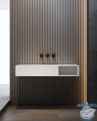 Тумба с раковиной ABBER Stein AS2640-1.0 R подвесная, белая матовая