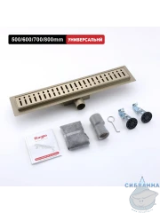 Дренажный трап для душа Raglo R650.60.03 60 см с решеткой (сатин золотой) 