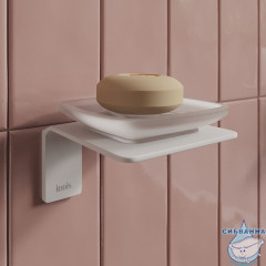 Мыльница, матовое стекло, сплав металлов, Slide, белый матовый, IDDIS, SLIWTG0i42