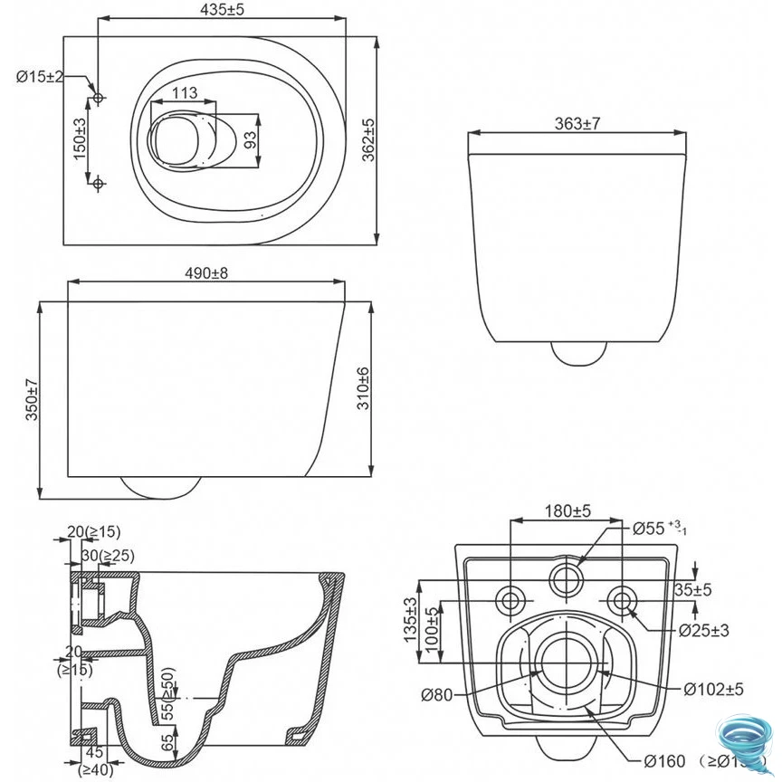 Инсталляция для унитаза Charus CC.300.80.01 с кнопкой смыва Charus Bagliore FP.330.BLACK.10 черное стекло,  с унитазом LYon 2.0 (с сиденьем Soft Close (микролифт)