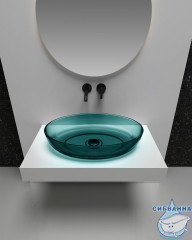 Раковина накладная прозрачная ABBER Kristall 60 AT2801Aquamarin бирюзовая