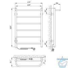 Полотенцесушитель электрический Laris Прайм П6 40х60 L (хром)