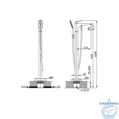 Смеситель для ванны напольный  Vincea VTF-102CH (хром)