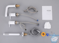 Смеситель ABBER Emotion AF8813W на борт ванны, белый матовый