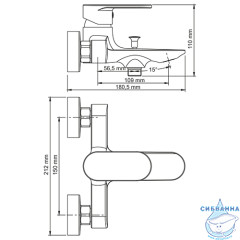 Смеситель для ванны WasserKRAFT Elbe 7401 с душевым гарнитуром (хром/черный)