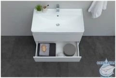 Тумба Aquanet Вега 80 с раковиной Aquanet Ирис 80 белый глянцевый