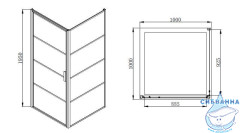Душевое ограждение Azario Richmond 100x100 AZ- NAG1221 1000 BLACK профиль черный, стекло прозрачное (без поддона)