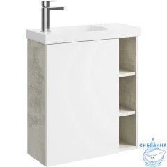 Тумба Aqwella Alba 60 L белый/светлый камень с с раковиной Compact Slim 60