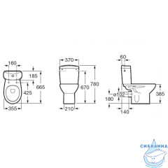 Унитаз напольный Roca Victoria 342399000 горизонтальный выпуск с бачком и сиденьем быстросъемным Soft Close (микролифт)