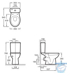 Унитаз напольный безободковый Jacob Delafon Patio (без бачка и сиденья) UJV102-00