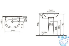 Раковина c пьедесталом 55 см Vitra Normus 9600B003-7650