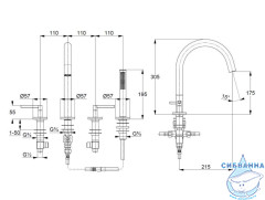 Смеситель для ванны на борт Kludi Nova Fonte Puristic 204253915 (черный матовый)