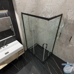 Душевое ограждение Тритон Фикс 120x80 профиль черный, стекло прозрачное Щ0000067442 (без поддона)