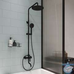 Душевая система с тропическим душем, черный матовый, Stripe, Milardo, STRBL5FM06