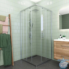 Душевое ограждение Veconi Rovigo 120x120 профиль хром, стекло прозрачное RV11-120-01-C5 (без поддона)