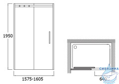 Дверь в нишу Jacob Delafon Contra 160 см E22C160-GA профиль хром, стекло прозрачное