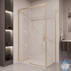 Душевое ограждение Vincea Стелла 140x90 профиль брашированное золото, стекло прозрачное VSR-1ST9014CLG