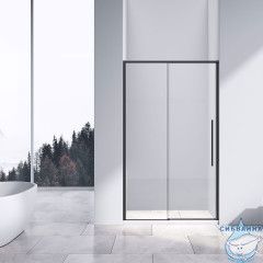 Дверь в нишу Vincea Slim-N 110 профиль черный, стекло прозрачное VDS-4SN110CLB