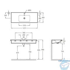 Раковина 121 см Jacob Delafon Vox EXAB112-00