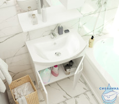 Тумба подвесная 1Marka Вита 65 (2 дверки) с раковиной Балтика 65 с дверцами белый глянец