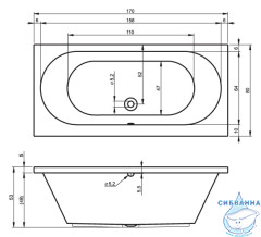 Акриловая ванна Riho Carolina 170x80 с каркасом