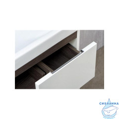 Тумба Акватон Рене 60 белый/грецкий орех с раковиной Миранда 60 см