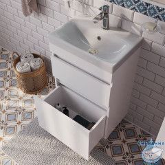 Тумба с умывальником напольная с ящиками, белая, 50 см, Zodiac, IDDIS, ZOD5CBFi95K подходит ум. 3505000i28