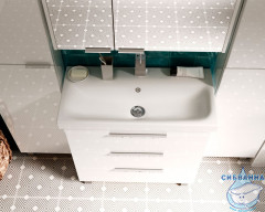 Тумба 1Marka Gaula 80Н 3я белый с раковиной Moduo Slim 80