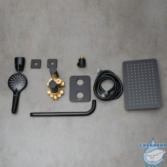 Душевая система Lemark Bronx 300 1 режим LM3749BL (черный матовый)