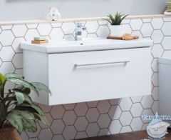 Тумба Dreja Big Inn 80 с раковиной Гармония 80, белый глянец