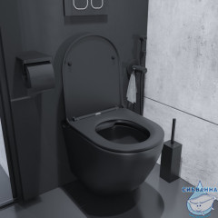 Унитаз подвесной безободковый Iddis Blanco BLAR3BMi25 с сиденьем Soft Close (микролифт) (черный матовый)